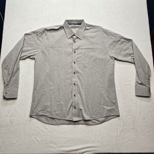 Garbo Comfort Button Down Shirt Gray Micro Dot Men’s XL 50